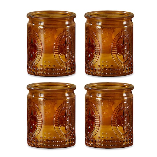 Kate Aspen® Vintage Amber Glass Tea Light Holder, 4ct.